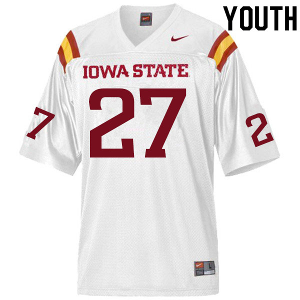 Youth #27 Amechie Walker Iowa State Cyclones College Football Jerseys Sale-White - Click Image to Close